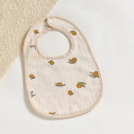 Cotton Soft Baby Bibs Infant Muslin Bib for Newborn Burp Cloths Bandana Scarf Kids Boys Girls Feeding Saliva Towel B-grapefruit