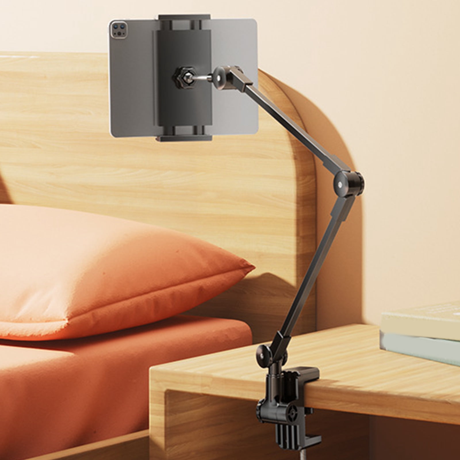 Tablet Stand For Cooking Gaming Desk Mount Clamp Adjustable Phone Holder Laying Down for Filming Vloggings