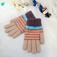 thumbnail image 4 of vnanda Breathable Gloves Children Winter Gloves Student Writing Gloves Knitted Soft Plush Elastic Striped Color Matching Anti-slip Warm Sweat Absorption Kids, 4 of 8