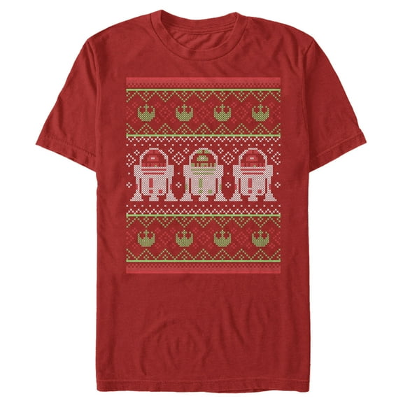 Men's Star Wars Ugly Christmas R2-D2 Graphic Tee Red Medium