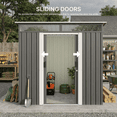 thumbnail image 3 of 6'x4' Metal Outdoor Storage Shed, Lockable Sliding Doors & Transparent Windows, Multi-functional Tool/Bike Shed for Backyard & Patio, Light Brown, 3 of 6