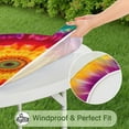 thumbnail image 5 of Colorful Tie Dye Mandala Pattern Round Fitted Tablecloth with Elastic Edge,Dining Table Cover Waterproof,Outdoor Round Tablecloth for Camping,Dining,Indoor and Outdoor, 5 of 7