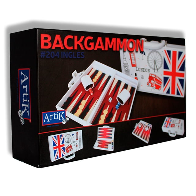 Estuche Portafolio rígido ARTIK con 30 fichas std BACKGAMMON 2 vasos y 5 dados
