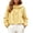 Yellow, variant on Women's Gathered Hooded Jacket Casual Loose Fit Bow Detail Coat Drawstring Hem Long Sleeve Outerwear with Pockets Black XS