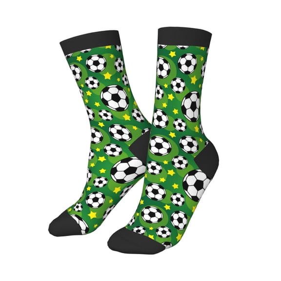 Kids Girls Boys Socks - Soccer Ball golden star green Comfort Breathable Crew Socks for Boys Girls Kids, Soft Athletic Running Socks for Boys Socks 6-10 Years Old