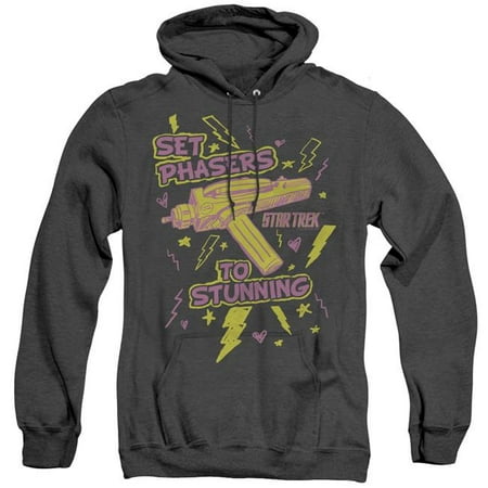 Star Hoodie Set Trevco Sportswear CBS353-AHH-6 Star Trek & Set Phasers - Adult Heather Hoodie, Black - 3X ()