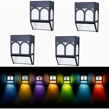 Solar Deck Lights Outdoor Light 7 Color Change Lights Solar Step Lights Waterproof LED Solar Fence Lights for Outdoor Decorative Railing Stairs Step Fence Deck Patio Garden Yard and Pathway,,F129450