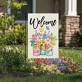 thumbnail image 2 of Spring Garden Flag Floral Mason Jar 12×18 Inch Double Sided for Outside Small Burlap Welcome Yard Flag, 2 of 6