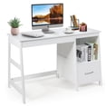 thumbnail image 1 of Giantex Wooden Computer Desk, Home Office Desk w/Large Storage Space, Multipurpose Ladder Writing Study Table, White, 1 of 8