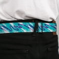 thumbnail image 4 of Buckle-Down Belt, Seatbelt Buckle Belt, Jazzy Wave Scribble White Teal Purple, 30 to 44 Inches, 4 of 9