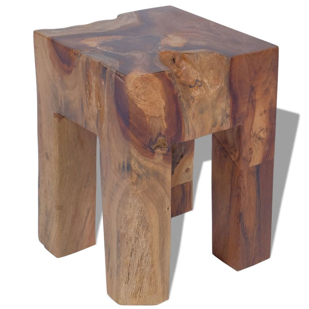 Kepooman 11.8" Modern Solid Teak Wood Square Side Accent Table Plant Flower Stand for Patio Living Room Bedroom, Brown