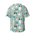 thumbnail image 2 of Balery Colorful Dog Men's Casual Button Down Shirt Short Sleeve Textured Summer Cuban Beach Shirts-Small, 2 of 7