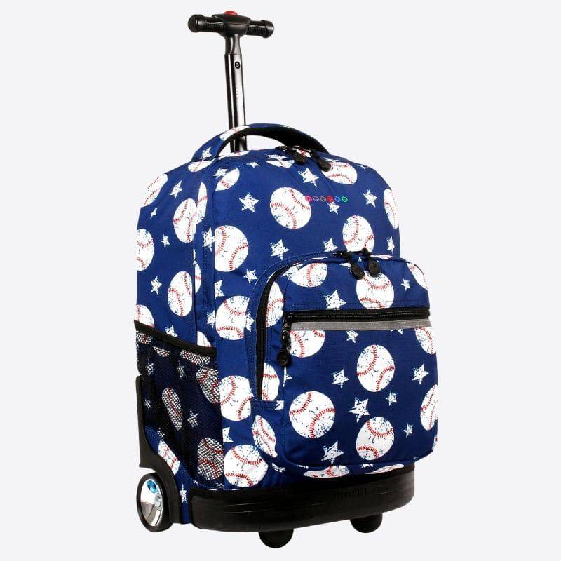 J World New York Sunrise Rolling Backpack. Roller Bag with Wheels, Love  Spangle, 18