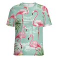 thumbnail image 5 of Flamingo Pattern Women's Short Sleeve Tops Casual Blouses T Shirt, 5 of 6