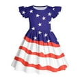 thumbnail image 4 of MKOSPLRT Girls American Flag Dress 3-12 Years 4th of July Summer Dresses Fly Sleeve Crew Neck A Line Dress Red White and Blue Midi Dress, 4 of 6