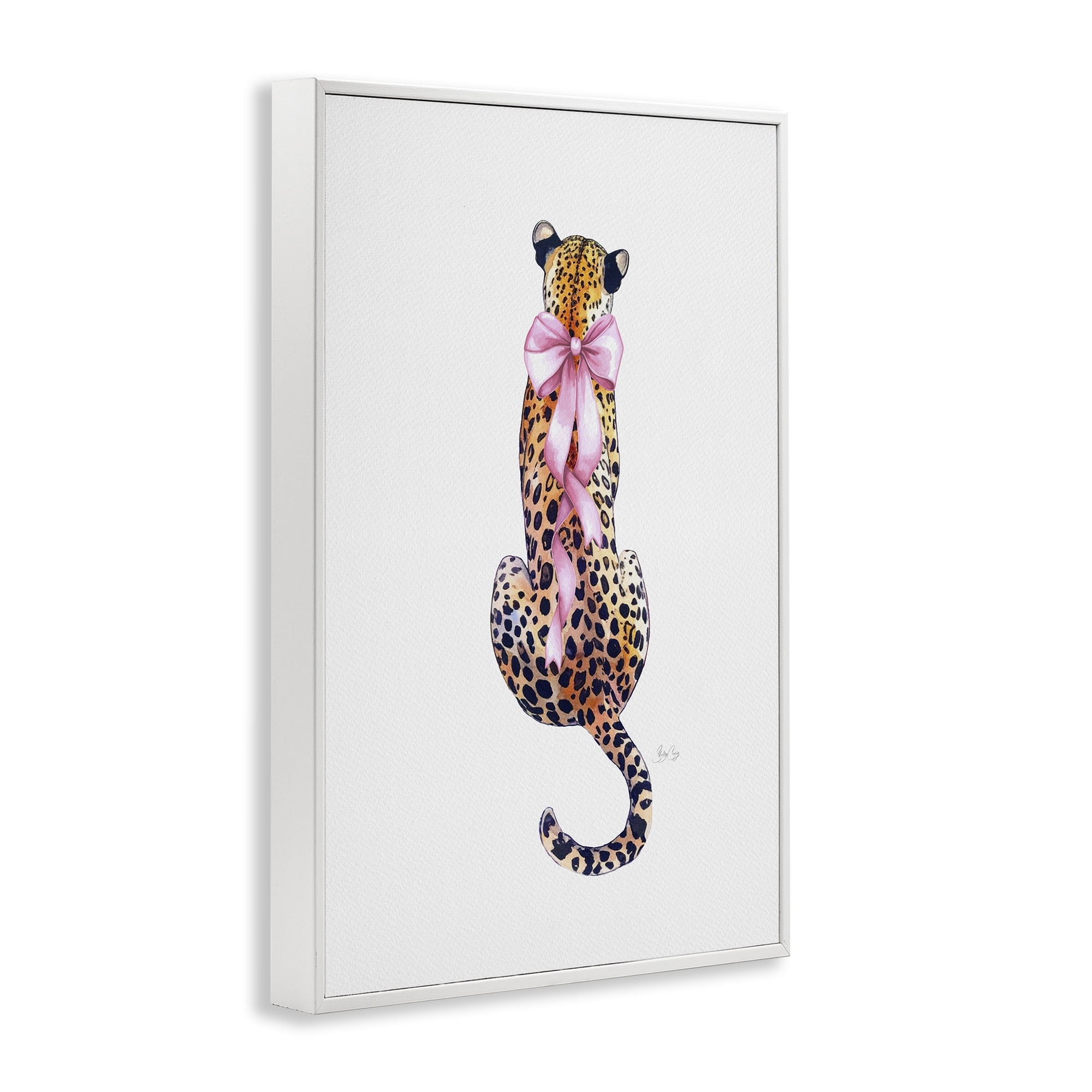 Stupell Industries Poised In Pink Cheetah White Framed Giclee Art, design by Shelly Craig