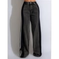 thumbnail image 4 of Pantalones vaqueros de retazos para mujer, pantalón de cintura alta, ajustado, cómodo, informal, pierna ancha, recto, verano, 2024, 4 of 5