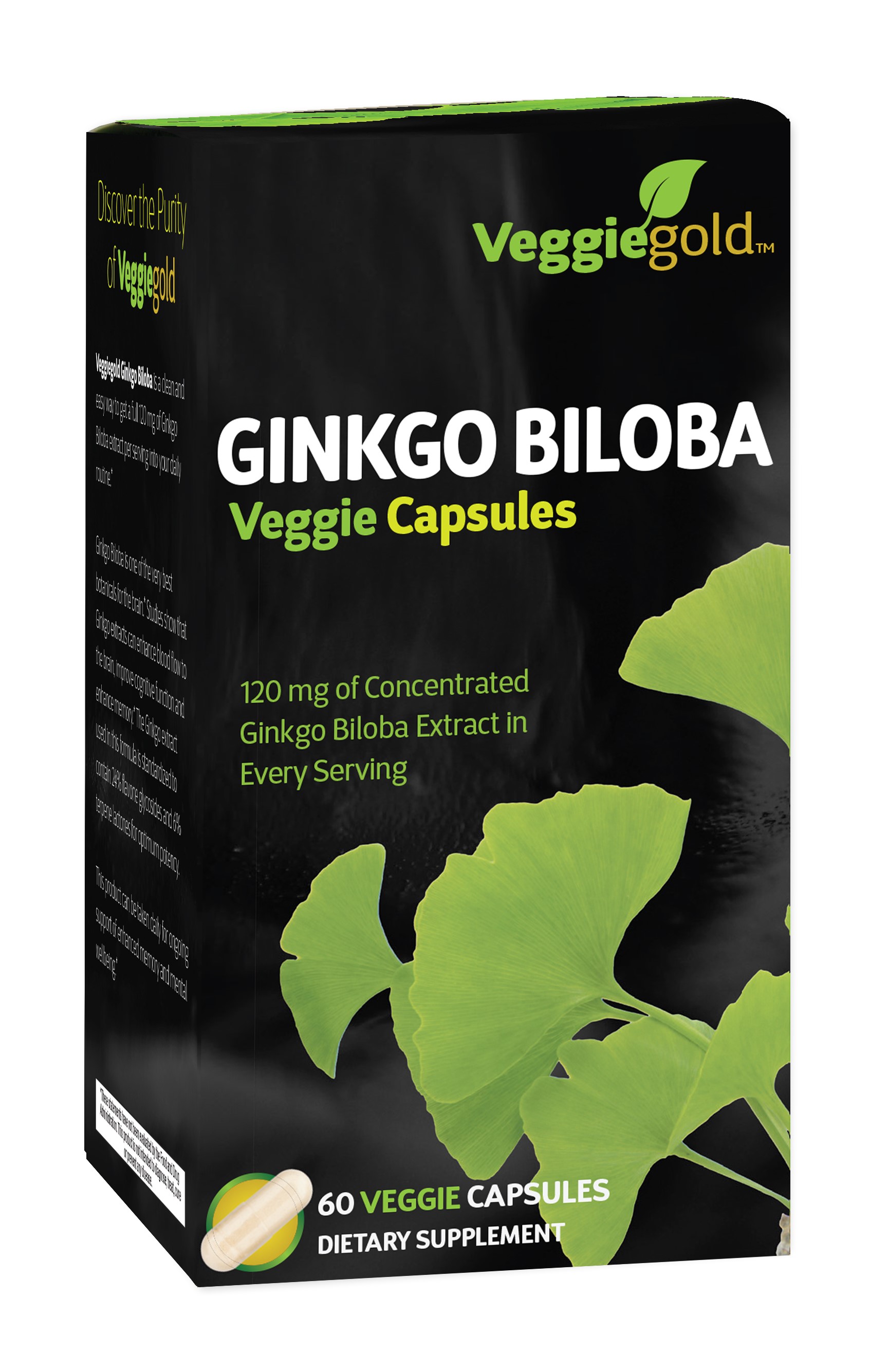VeggieGold, Ginkgo Biloba Capsules, 60 Ct