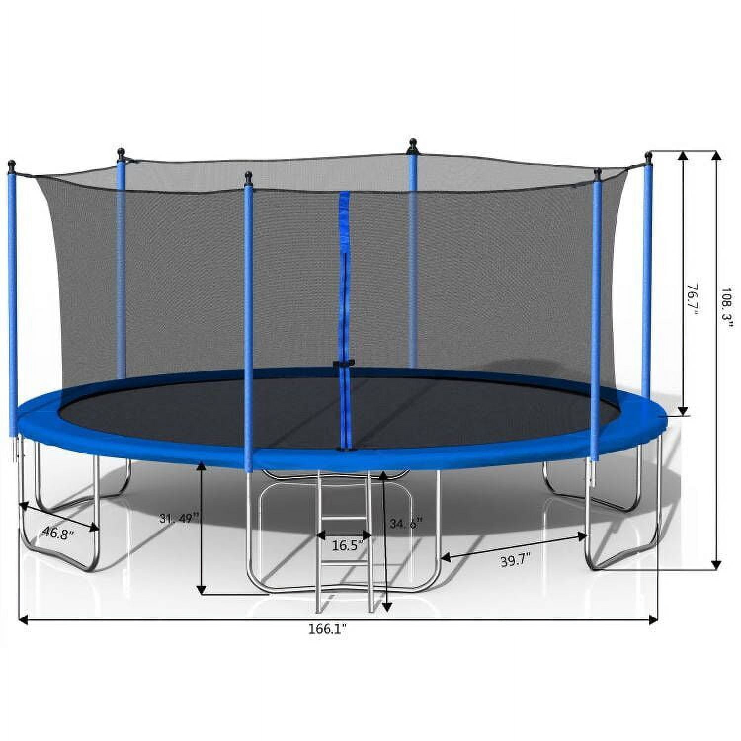 SOGES Adults and Kids Heavy Duty Trampoline with Safety Enclosure Net, Blue, 106.16 lbs