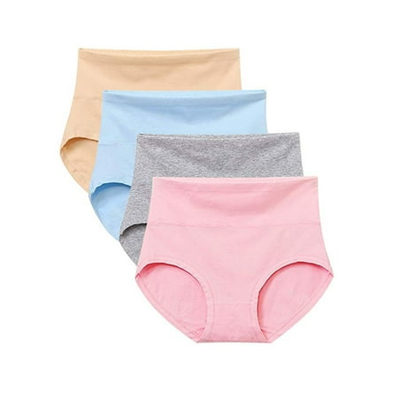 LELINTA Women's Cotton Underwear High Waist Full Coverage Brief Panties Multi Pack
