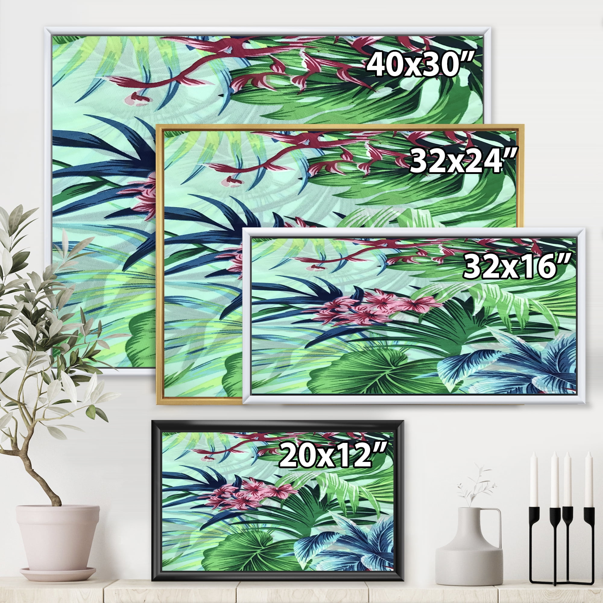 Designart 'VIntage Tropical Flowers VI' Traditional Framed Canvas Wall Art Print
