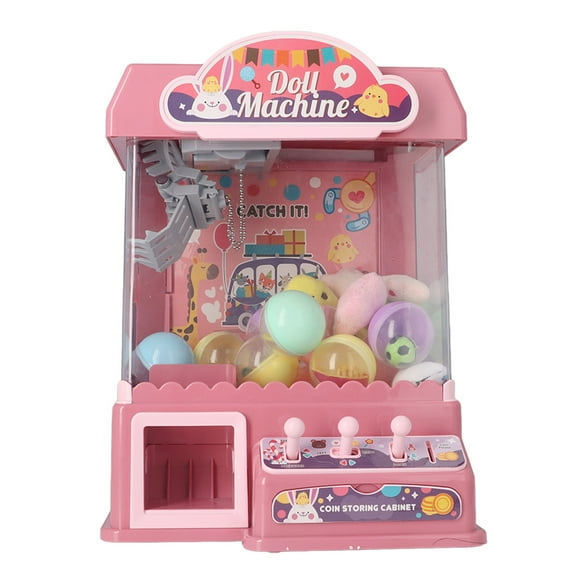 Doll Grabber Machine Toy, Mini Doll Claw Machine Cool Light Music 10 Eggshell Interactive Improve Fine Motor Skill  For Home Play Blue,Pink