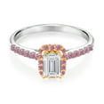 thumbnail image 2 of Gem Stone King 925 Silver and 10K Yellow Gold White and Pink Lab Grown Diamond Engagement Ring for Women | 0.97 Cttw | Emerald Cut 6X4MM | Gemstone April Birthstone | Size 5, 2 of 4