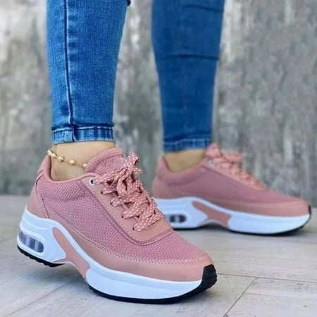 

Vikakiooze Breathable Mesh Lace-up Sneakers Thick-soled Women s Single Shoes Heightening Casual Sandals Womens Shoes Clearance