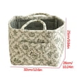 thumbnail image 3 of Cesta de almacenamiento acolchada con estampado floral verde y asas | Bolsa organizadora grande de tela con forro a cuadros, 3 of 7