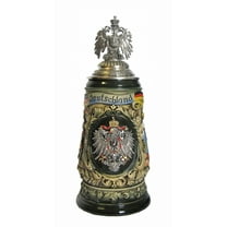 German Beer Stein Deutschland 1 liter tankard, rustica, handpainted, pewter Eaglelid beer mug KI 504/RUZA 1L