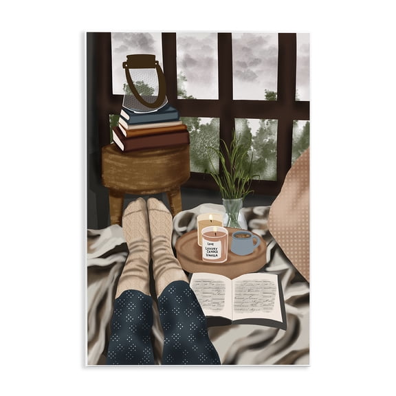 Stupell Industries Rustic Lodge Relaxing Reading in Bed Wall Plaque Art, 13 x 19, by Saba Rauf