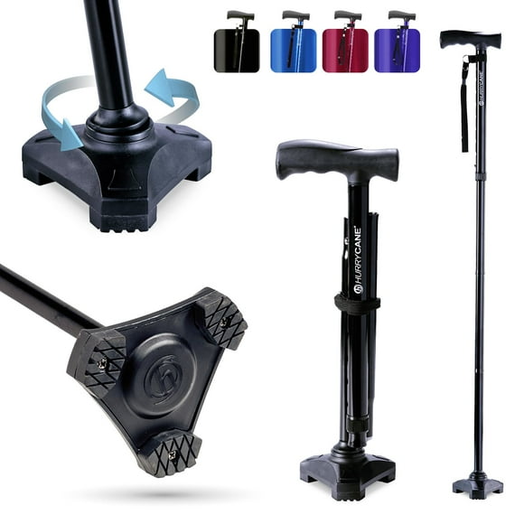 Bastón plegable HurryCane HCANE-BK-C2 Freedom Edition con mango en T, color negro original