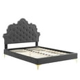 thumbnail image 4 of Modway Sasha Button-Tufted Performance Velvet Queen Bed in Charcoal, 4 of 5