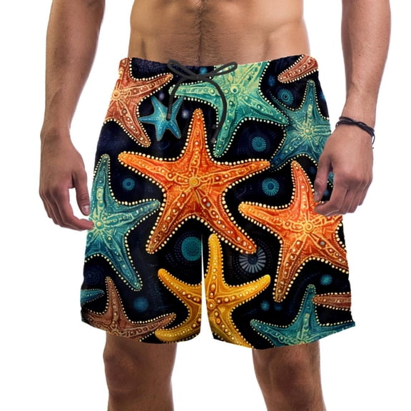 luoweisi Men's Beach Shorts Quick Dry Swim Trunks with Mesh Lining Starfish XL