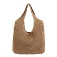thumbnail image 1 of CHUANK Knitted Bag Handmade Straw Bag Bucket Bag Shoulder Bag (Dark Beige), 1 of 7