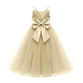 thumbnail image 7 of BdTemWBs O-Neck Flower Girl Dress - Satin Tulle First Communion Dresses Wedding Party Gown Pearls with Back Bowknot, 7 of 7