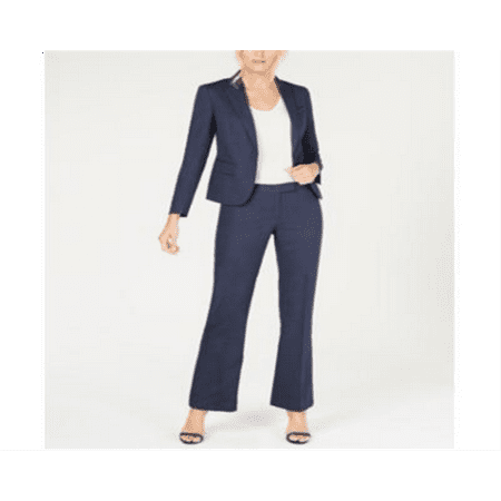 Anne Klein Women's Denim One Button Pantsuit Marine Blue Size 8