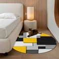thumbnail image 3 of Yellow Grey Black Geometric Round Area Rug 4 FT, Non Slip Indoor Outdoor Rug, Modern Abstract Art Washable Soft Circular Carpet Non-Shedding Floor Mat for Coffee Table Nursery Foyer Balcony, 3 of 8