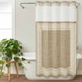 thumbnail image 3 of Cream Greek Key No Hook Shower Curtain Waterproof, Bathroom Curtains with Snap in Liners and See Through Top Window, Geometric Greece Ancient Rustic Hotel Style Bathtub Curtains Shower 54"Wx78"L, 3 of 8