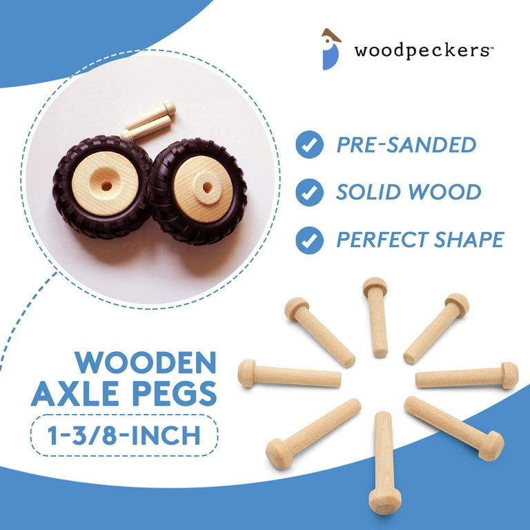 Wood Toy Axle Pegs, Wood Wheels
