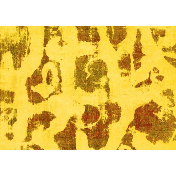 Ahgly Company Indoor Rectangle Abstract Yellow Modern Area Rugs, 4' x 6'