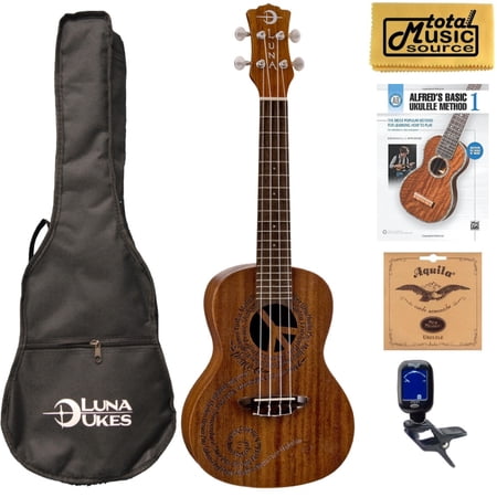 Luna UKE MALU Maluhia Peace Ukulele, Concert, W/ Book Bundle