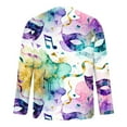 thumbnail image 4 of UVEASISHA Mardi Gras Graphic T Shirts for Men Big and Tall Long Sleeve Workout Shirt Vintage Mask Print Muscle Tshirt Slim Fit Crewneck Pullover Tees Pink M, 4 of 5