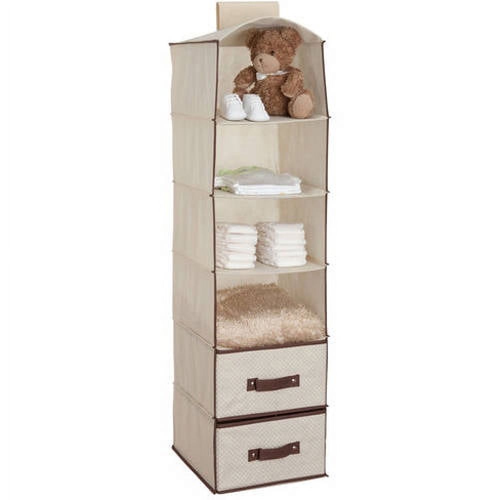 Delta Children 6-Shelf Hanging Storage Unit with 2 Drawers, Beige - image 4 of 5