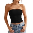 thumbnail image 3 of Gyexs Womens Tube Tops Strapless Slim Fit Tank Tops Double Layer Design Summer Fashion 2026 Black Size M, 3 of 6