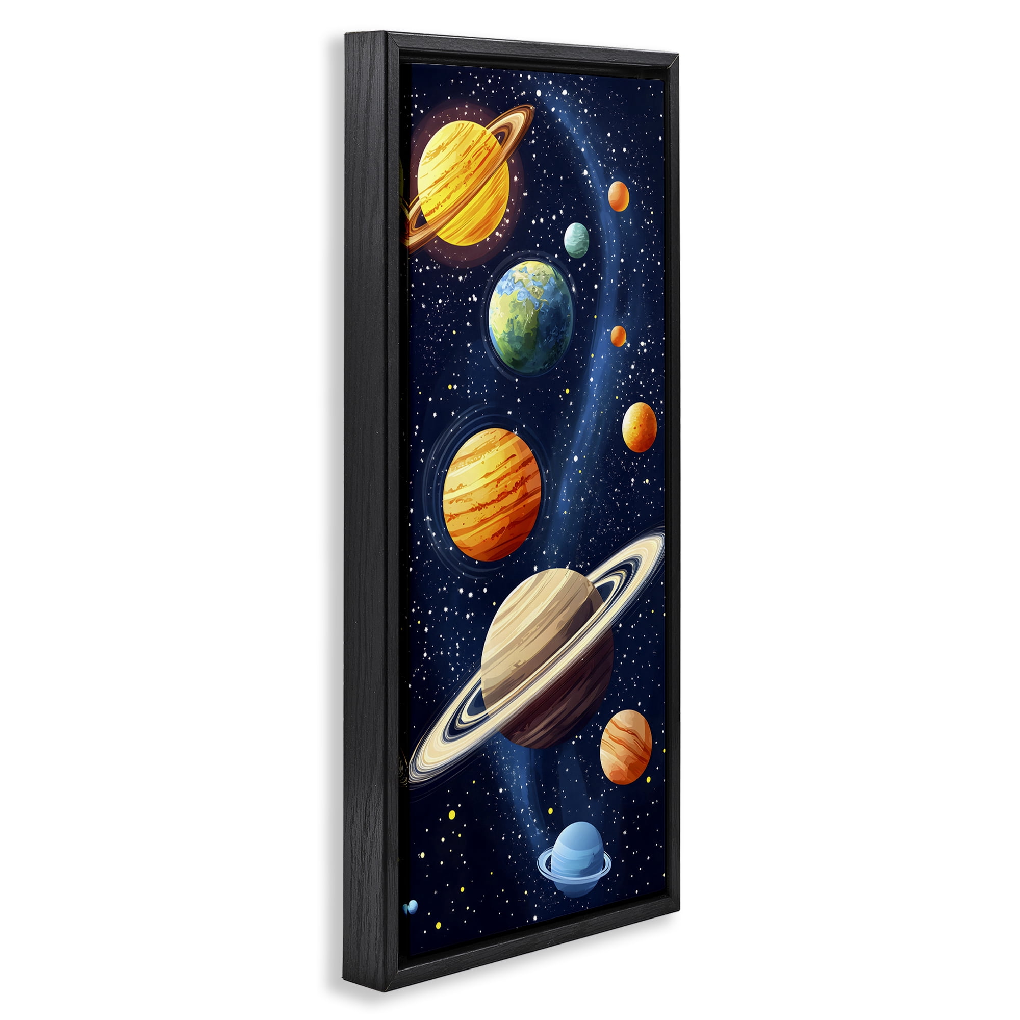 Stupell Industries Galaxy Swirl Planetary Orbit Black Framed Floater Canvas Wall Art, design by Creative Studio