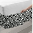 thumbnail image 2 of Floral Bed Skirt, Top View Illustration of Flowers in a Monochrome Layout Meadow Setting, Elastic Bedskirt Dust Ruffle Wrap Around for Bedding Decor, 4 Sizes, Charcoal Grey and White, by Ambesonne, 2 of 2