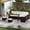 White, variant on Skandiquip 6 Piece Patio Furniture Set, Wicker Outdoor Conversation Set with 3 loveseats Dining Table and 2 Ottomans, White