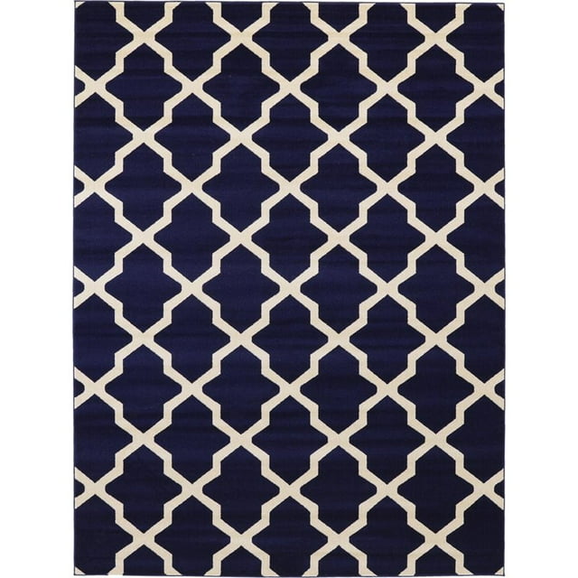 Unique Loom Trellis Lattice Design Rug 9' x 12' Rectangle Navy Blue/Beige