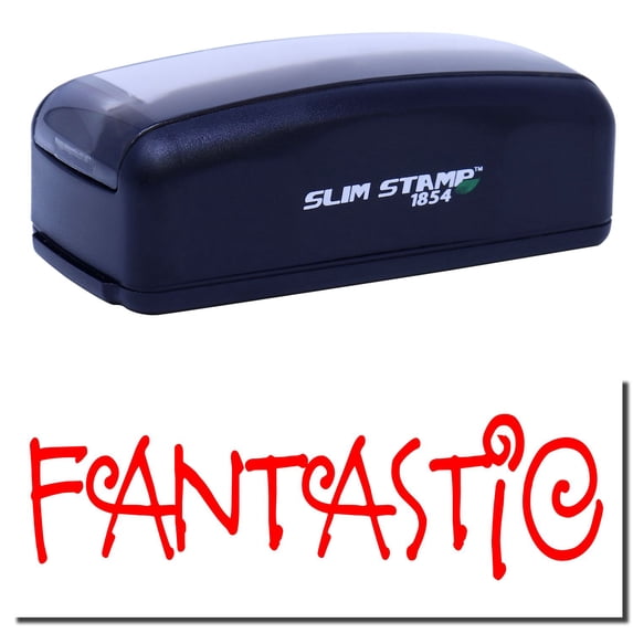 Large Pre-Inked Fantastic Stamp, Slim 1854, Ultra Slim Design, Impression Size 1-13/16" by 2-1/2", Up to 25,000 Impressions - Red Ink